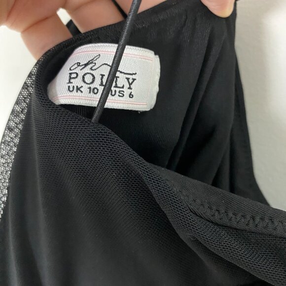Oh Polly Mini Black Dress US 6 Strappy Ruched Sides - Picture 11 of 12